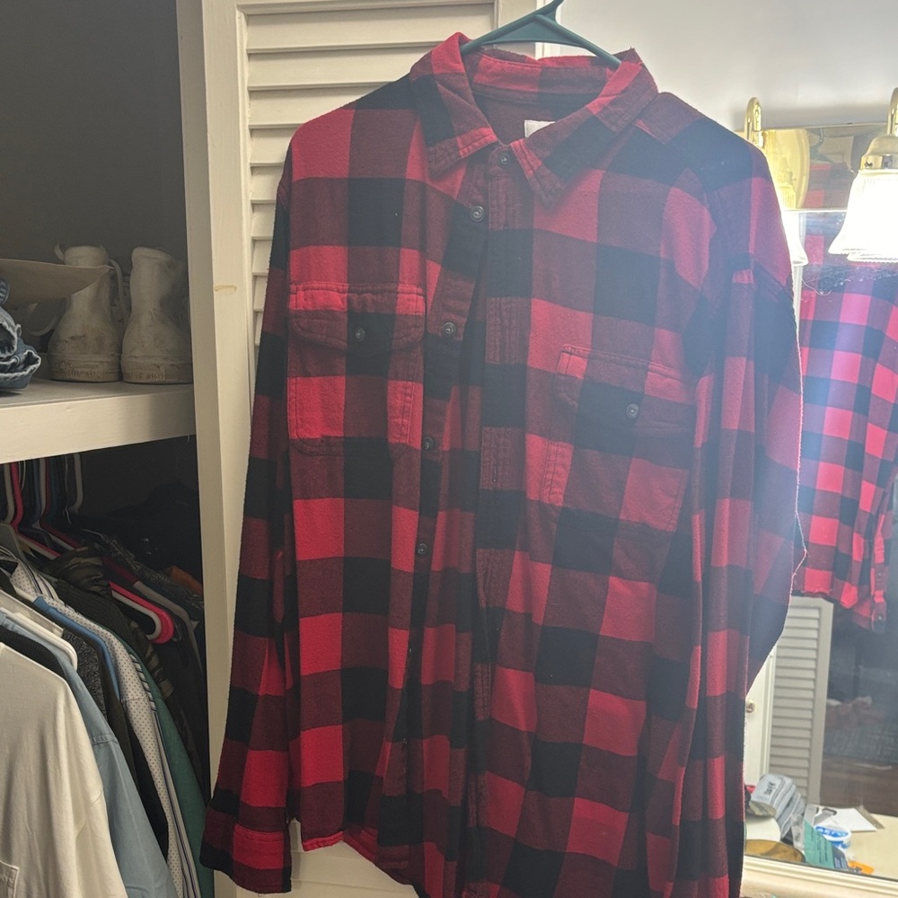 Sonoma Red and Black Plaid Casual Button Down Shirt